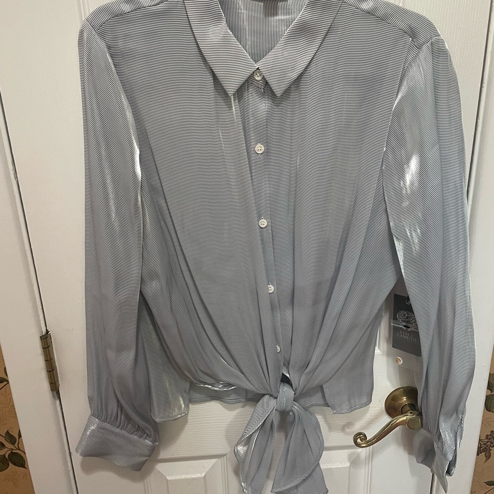 Vince Camuto light blue and White Striped Blouse